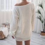 Long-sleeved One-piece collar Loose Knit Sweater Dress