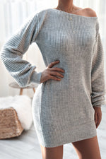 Long-sleeved One-piece collar Loose Knit Sweater Dress