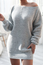 Long-sleeved One-piece collar Loose Knit Sweater Dress