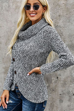Just For You Rollkragenpullover mit diagonalen Knöpfen