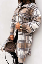 Plaid Print Woolen Coat