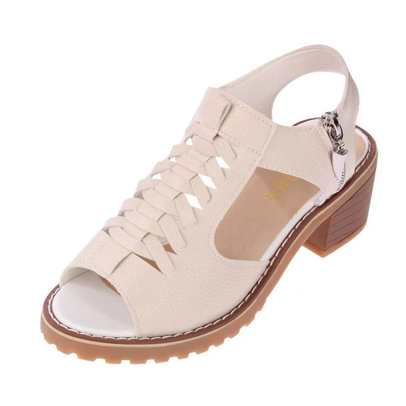 Tendon Bottom Side Zipper Vintage Sandals