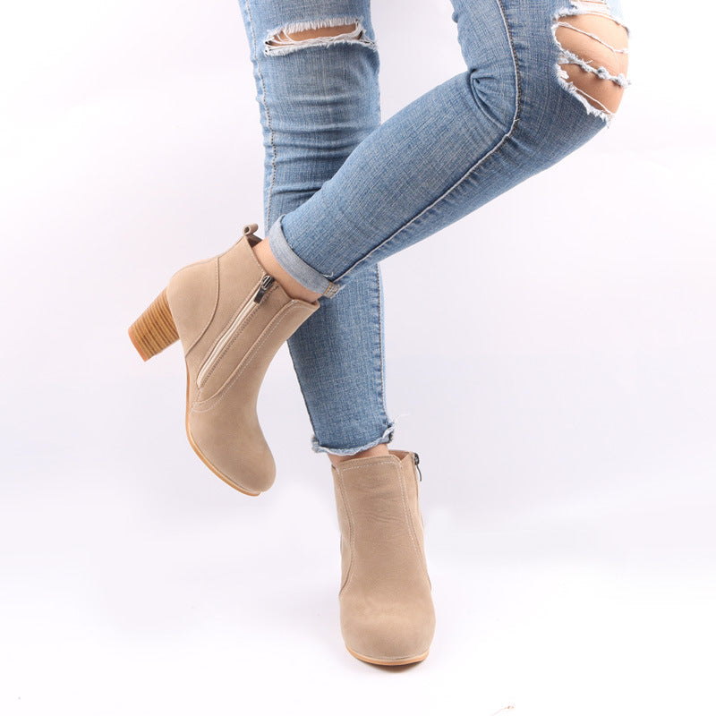Thick Scrub Suede Leather Ankle Boots