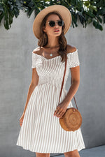 Love Yourself Off Shoulder Striped Dress