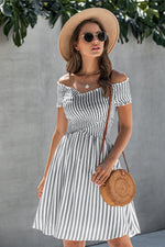Love Yourself Off Shoulder Striped Dress