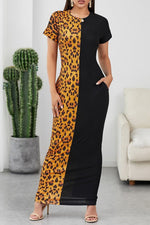 Leopards Patchwork Long Dress