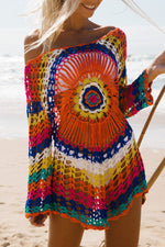 Colorful Knitted Cover Up Beach Dress