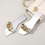 Pantoufles plates à chaîne en métal