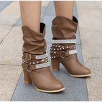 Bottes à sangles et boucles à rivets