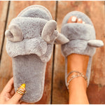 Warme Plüsch-Weihnachtselch-Hausschuhe