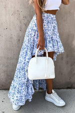Summer's Tail Asymmetric Floral Skirt