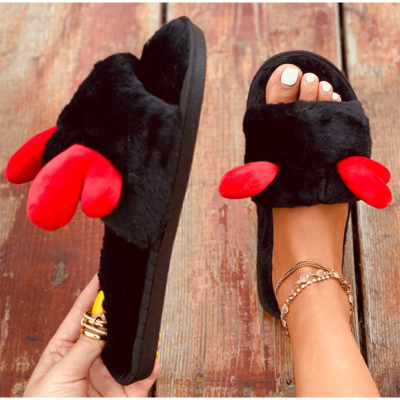 Warme Plüsch-Weihnachtselch-Hausschuhe