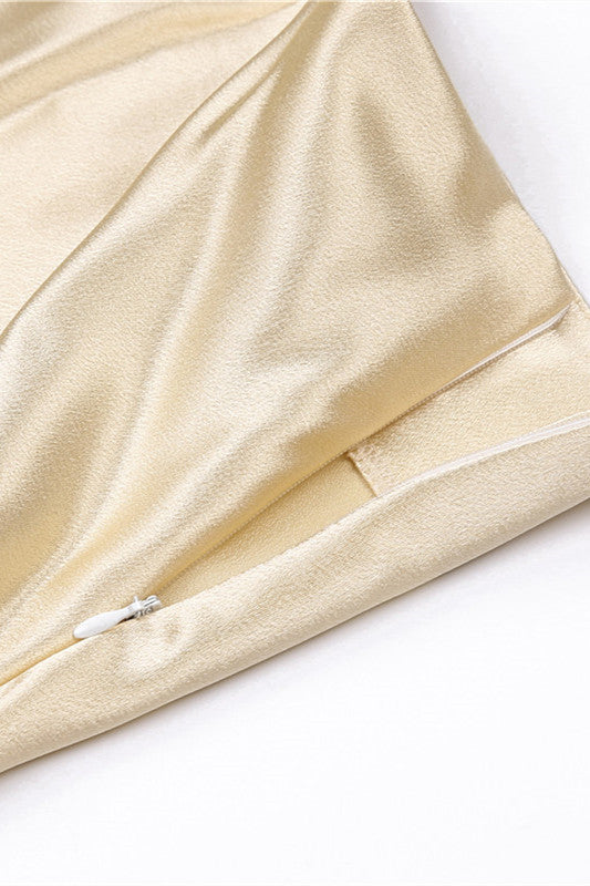 Solid Shiny Satin Bodycon Skirt