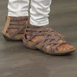 Round Toe Hollow Mesh Peep Toe Sandals