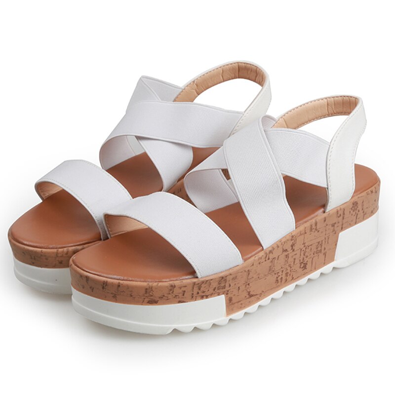 Flache Plateausandalen aus Stretchstoff