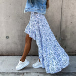 Summer's Tail Asymmetric Floral Skirt