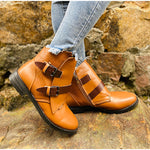 Cone Heels Buckle Strap Ankle Boots