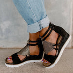 Leopard Wedge Heel Sandals