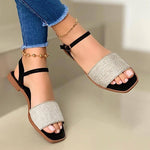 Flat Peep Toe Slip-On Sandals