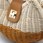 Sac à main tissé à la main en paille de coquille portable