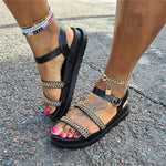 Gold Chain Buckle Strap Sandals