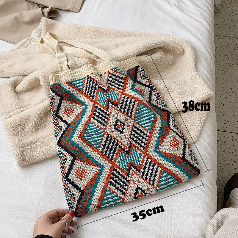 Sac fourre-tout aztèque Gypsy Boho tricoté