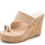 PU Leather Chunky High Heels Slippers