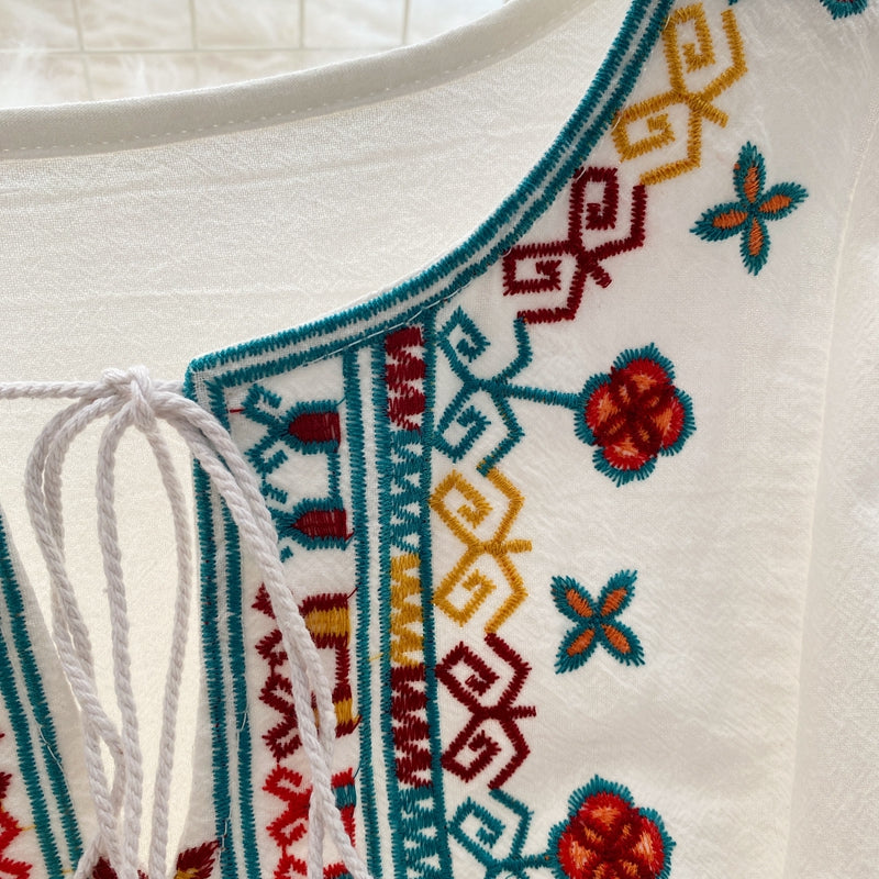 Robe Bressée à Bretelles Florales Vintage à Manches Longues et à Bretelles