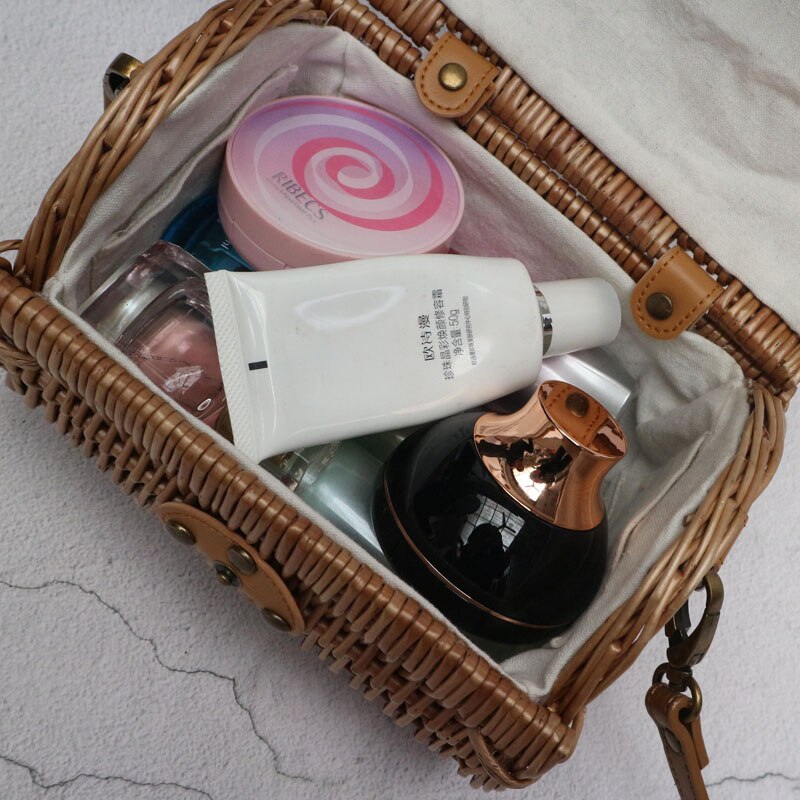 Sac à bandoulière rond en paille de rotin