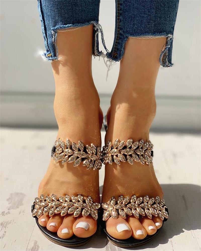 Tongs Pantoufles Plates En Cristal