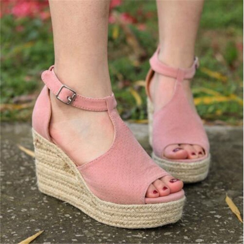 Flock Wedges High Ankle Sandals