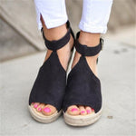 Flock Wedges High Ankle Sandals
