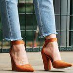 Riemchen-Pumps, Plateau-Absätze, Knöchelriemen-Schuhe