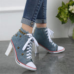 Denim Square High Heels