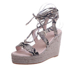 Hemp Wedge Open Toe Ankle Cross-tied Sandals