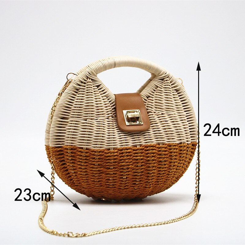 Sac à main tissé à la main en paille de coquille portable