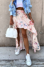Summer's Tail Asymmetric Floral Skirt