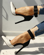 Dünne High Heels mit Schnalle und Peep-Toe-Gladiator-Sandalen