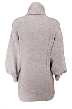 Robe pull moulante en tricot à col roulé et manches lanterne