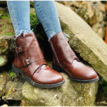 Cone Heels Buckle Strap Ankle Boots