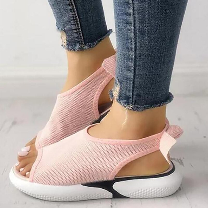 Mesh Peep Toe Chunky Sandals