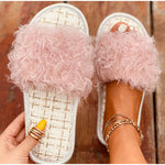 Warme, kurze, pelzige Plüsch-Hausschuhe