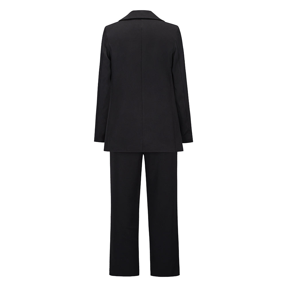 Ensemble blazer croisé à large revers et pantalon droit
