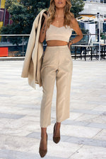 Ensemble blazer croisé à large revers et pantalon droit