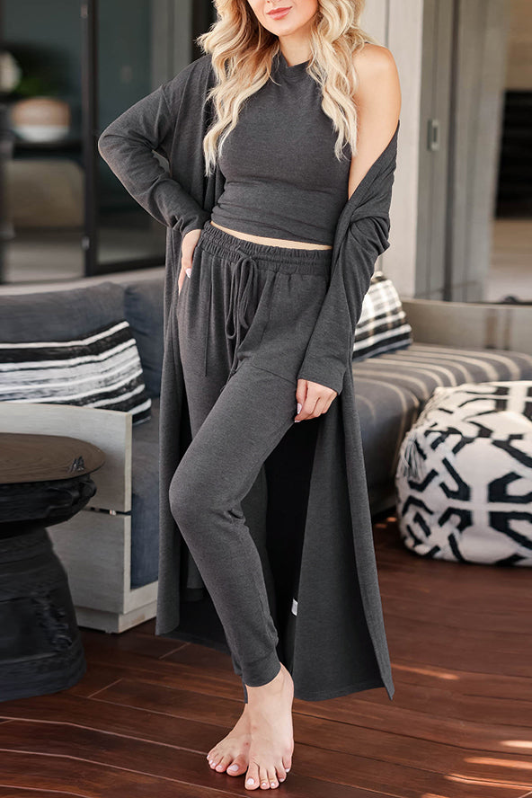 Gestrickte Slim-Fit-Weste, Hose, Sport-3-teiliger Anzug