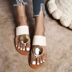 Chic Round Buckle Flip Flops