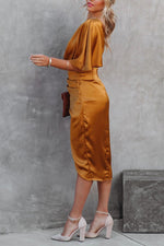 Glam Expectations One Shoulder Satin Drape Dress