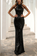 Tassel Sequins Fishtail Maxi Gown Dress