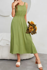 Elegant green Halter Backless Dress