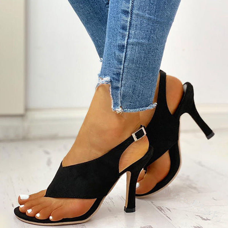 Thin Heel Buckle clip Toe Sandals